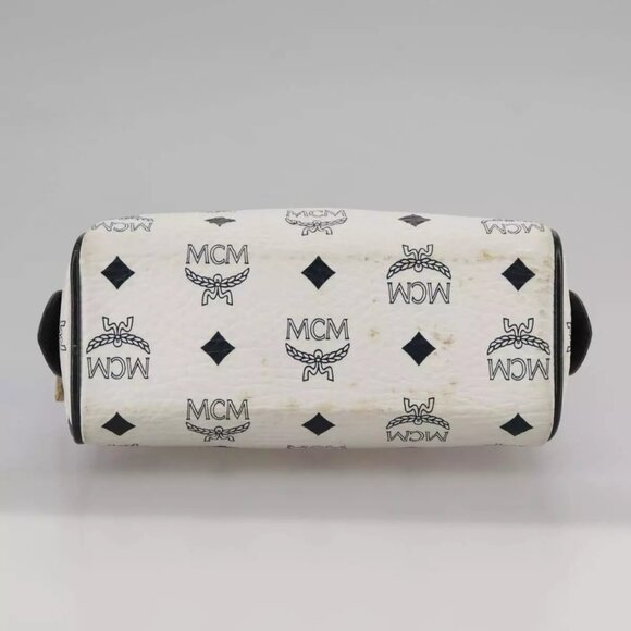 MCM Vicetos Logogram Mini Hand Bag PVC Leather White Auth - Picture 7 of 15